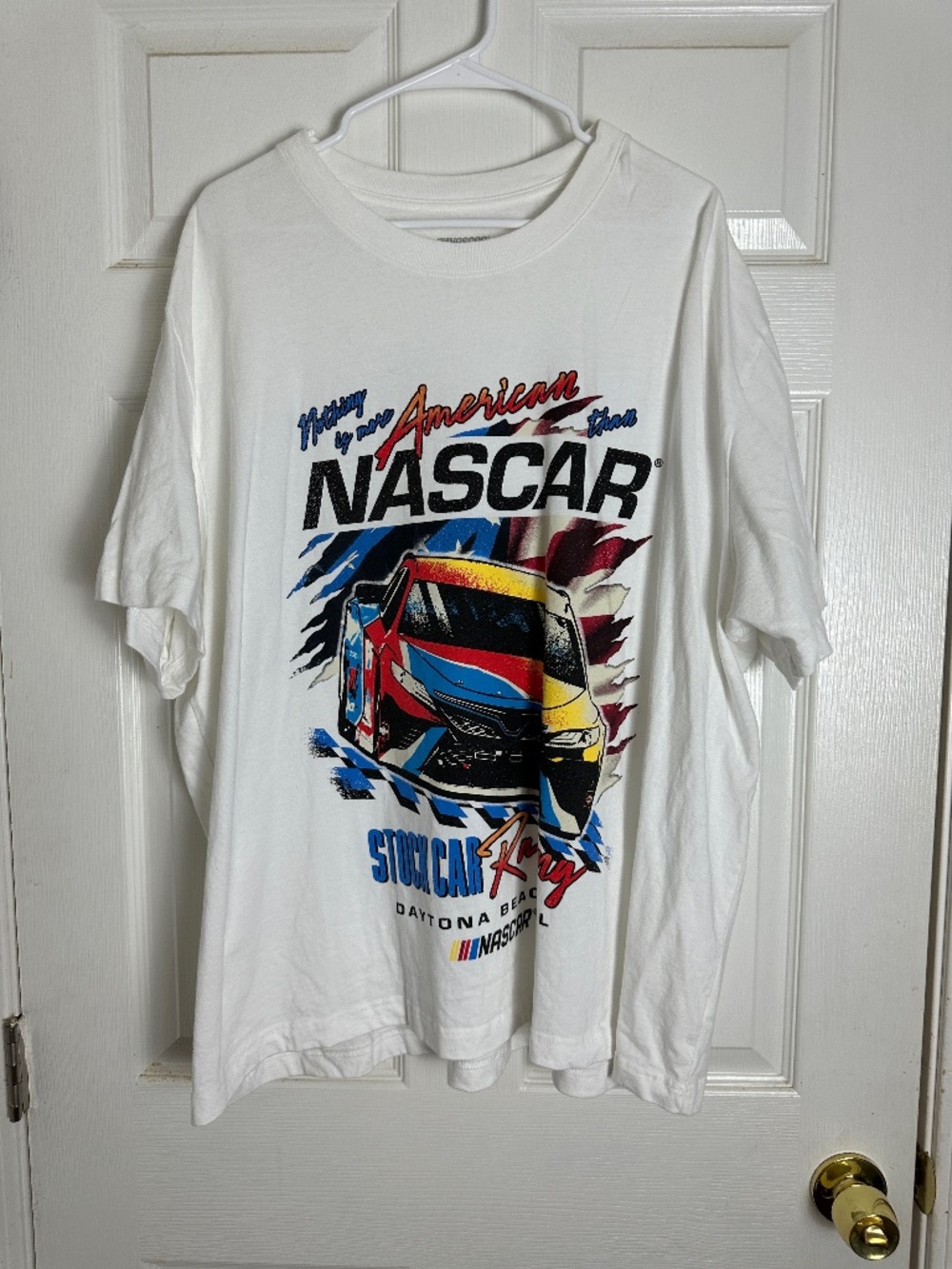 NASCAR Racing White Daytona Summer 100% Cotton Short Sleeve Tee Men Size XXL